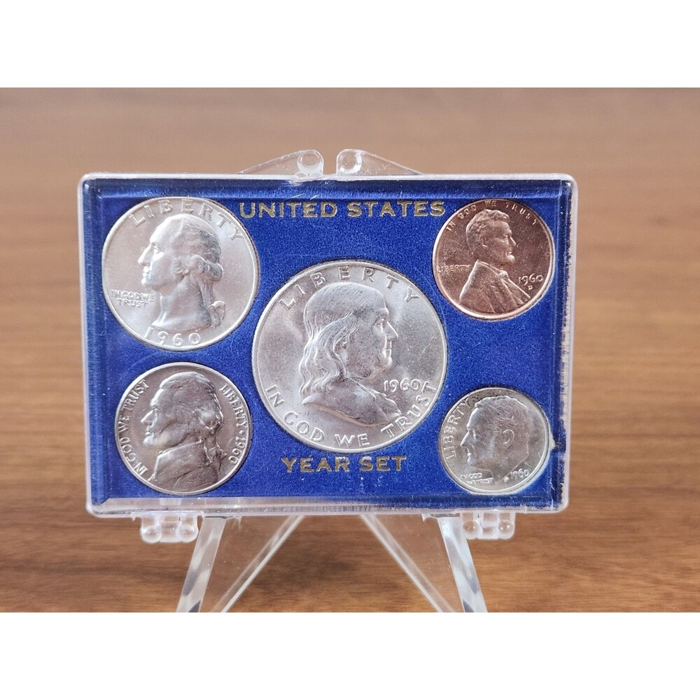 Vintage 1960 D Mint Set ~ Half Dollar ~ Quarter ~ Dime ~ Nickle ~ Penny In Case